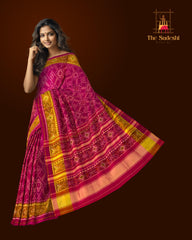 Pink Manekchowk Border Pallu Chelari Single Ikat Rajkot Patola Saree