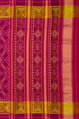 Pink Manekchowk Border Pallu Chelari Single Ikat Rajkot Patola Saree