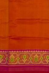 Dark Mustard Galo Border Pallu Pink Ghughro Design Single Ikat Rajkot Patola Saree
