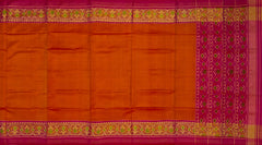 Dark Mustard Galo Border Pallu Pink Ghughro Design Single Ikat Rajkot Patola Saree