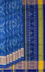 Green Blue Manekchowk Border Pallu Ghughro (White Design) Single Ikat Rajkot Patola Saree