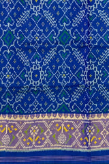 Green Blue Manekchowk Border Pallu Ghughro (White Design) Single Ikat Rajkot Patola Saree