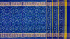 Green Blue Manekchowk Border Pallu Ghughro (White Design) Single Ikat Rajkot Patola Saree