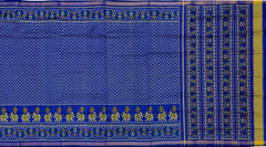 Royal Blue Zig Zag Laheriya Skirt Hathi Border Pallu Ghughro (LP) Single Ikat Rajkot Patola Saree