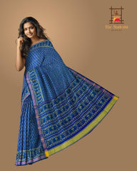 Green Blue Daliyabhat Border Pallu Ghughro (LP) Single Ikat Rajkot Patola Saree