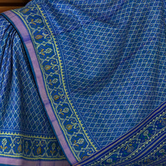 Green Blue Daliyabhat Border Pallu Ghughro (LP) Single Ikat Rajkot Patola Saree