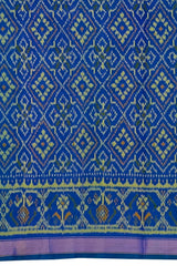 Green Blue Chandabhat Border Pallu Ghughro (LP) Single Ikat Rajkot Patola Saree