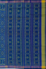 Green Blue Chandabhat Border Pallu Ghughro (LP) Single Ikat Rajkot Patola Saree