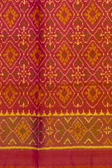 Mustard Pink Pan Chanda Border Pallu Chelari Single Ikat Rajkot Patola Saree