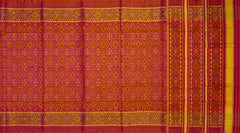 Mustard Pink Pan Chanda Border Pallu Chelari Single Ikat Rajkot Patola Saree