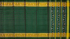 Dark Green Daliyabhat Border Pallu Ghughro (White Design) Single Ikat Rajkot Patola Saree