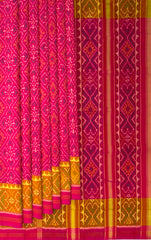 Pink Pan Chanda Border Pallu Chelari Single Ikat Rajkot Patola Saree