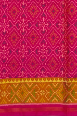 Pink Pan Chanda Border Pallu Chelari Single Ikat Rajkot Patola Saree