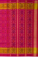 Pink Pan Chanda Border Pallu Chelari Single Ikat Rajkot Patola Saree