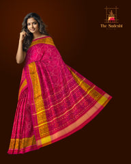 Pink Manekchowk Border Pallu Chelari Single Ikat Rajkot Patola Saree