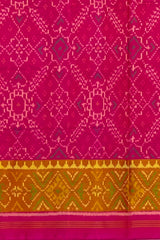 Pink Manekchowk Border Pallu Chelari Single Ikat Rajkot Patola Saree
