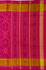 Pink Manekchowk Border Pallu Chelari Single Ikat Rajkot Patola Saree