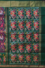 Grey and Bottle Green Narikunju Pochampalli Saree