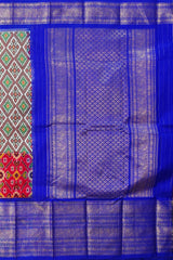 White and Blue Rajasthan Design Pochampalli Saree