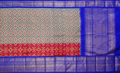 White and Blue Rajasthan Design Pochampalli Saree