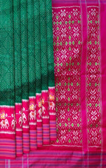 Dark Green and Pink Pochampalli Saree