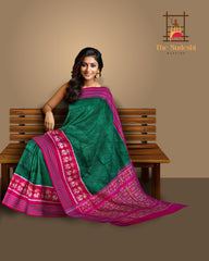 Dark Green and Pink Pochampalli Saree