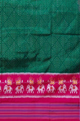 Dark Green and Pink Pochampalli Saree