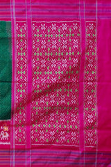 Dark Green and Pink Pochampalli Saree