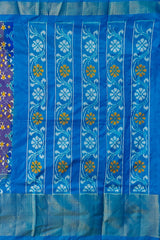 Lavender and Sky Blue Kaddi Border Single Ikat Handloom Pochampally Saree