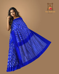 Blue Contemporary Single Ikat Handloom Pochampally Saree