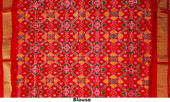 Golden Yellow Red Pochampally Single Ikat Handloom Saree