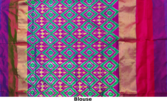 White Purple Single Ikat Handloom Saree from Pochampally