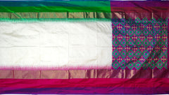 White Purple Single Ikat Handloom Saree from Pochampally