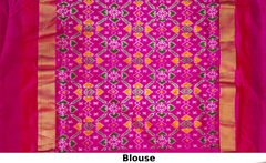 White Purple Pochampally Single Ikat Handloom Saree