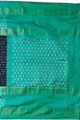 Black Green Pochampally Single Ikat Handloom Saree