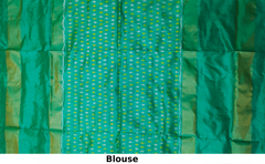 Purple Green Pochampally Single Ikat Handloom Saree