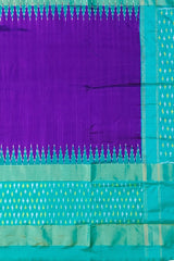 Purple Green Pochampally Single Ikat Handloom Saree