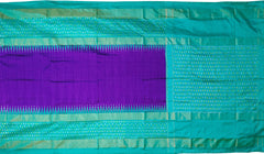 Purple Green Pochampally Single Ikat Handloom Saree
