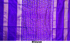 Green Violet Pochampally Single Ikat Handloom Saree