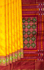 Yellow Pochampally Single Ikat Handloom Saree