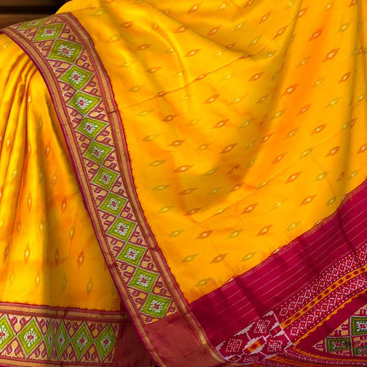 Yellow Pochampally Single Ikat Handloom Saree