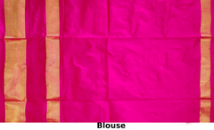 Blue Pink Pochampally Single Ikat Handloom Saree