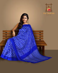 Blue Pochampally Single Ikat Handloom Saree