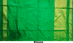 Pink Green Pochampally Single Ikat Handloom Saree