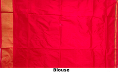 Green Orange Pochampally Single Ikat Handloom Saree