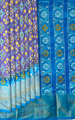 Blue Pochampally Single Ikat Handloom Saree