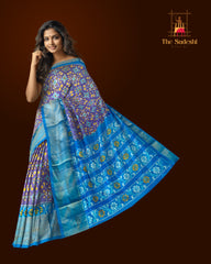 Blue Pochampally Single Ikat Handloom Saree