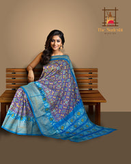 Blue Pochampally Single Ikat Handloom Saree