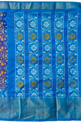 Blue Pochampally Single Ikat Handloom Saree