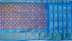 Blue Pochampally Single Ikat Handloom Saree